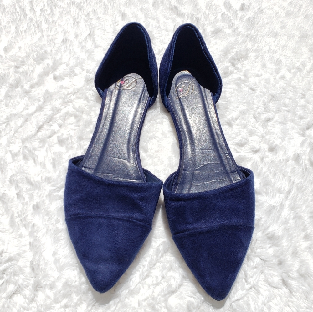 Heart in D Blue Suede Flats
